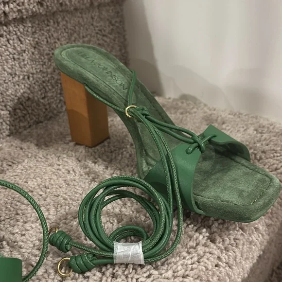 ULLA JOHNSON NICOLETTE LACE UP HIGH HEEL - GREEN Size 8 - Picture 4 of 8